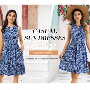 Chic Blue Floral Midi Dress